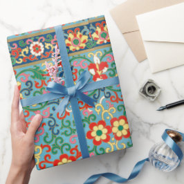 Presente Papel de enrolamento de padrão floral colorido