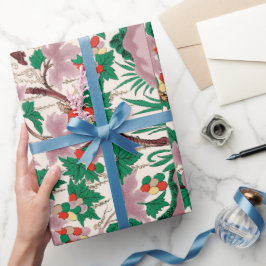 Presente Papel de enrolamento de padrão floral cor-de-rosa