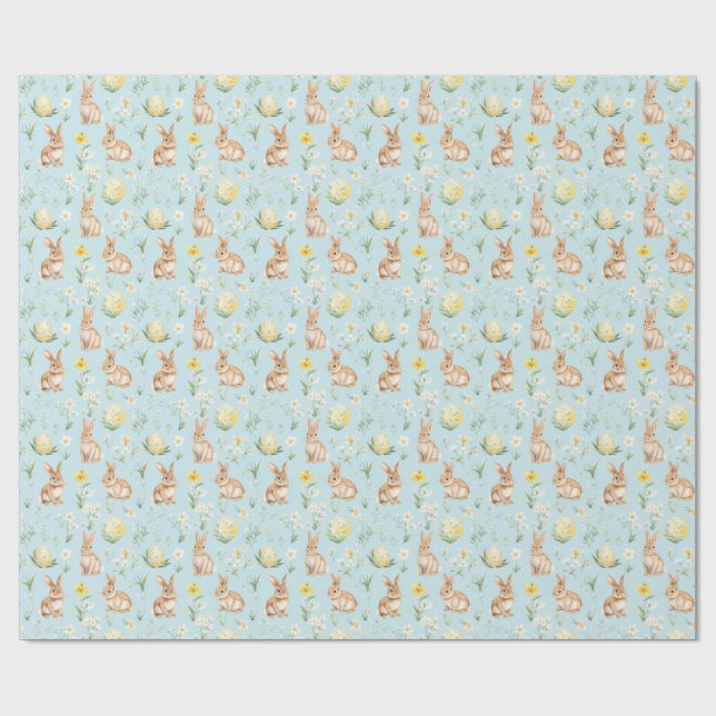 Presente Papel de enrolamento de padrões Bunny e Floral (Aberto)