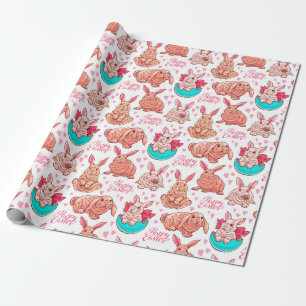 Presente Papel de enrolamento de padrões de coelhos bonitos