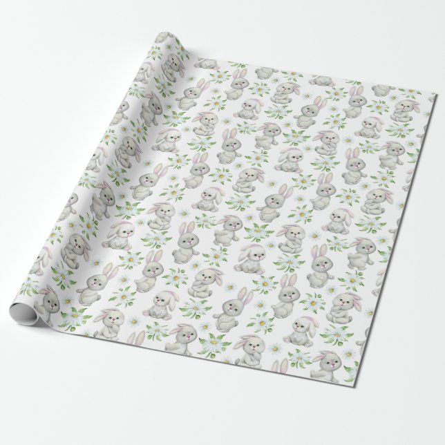 Presente Papel de enrolamento de padrões de coelhos bonitos (Desenrolado)