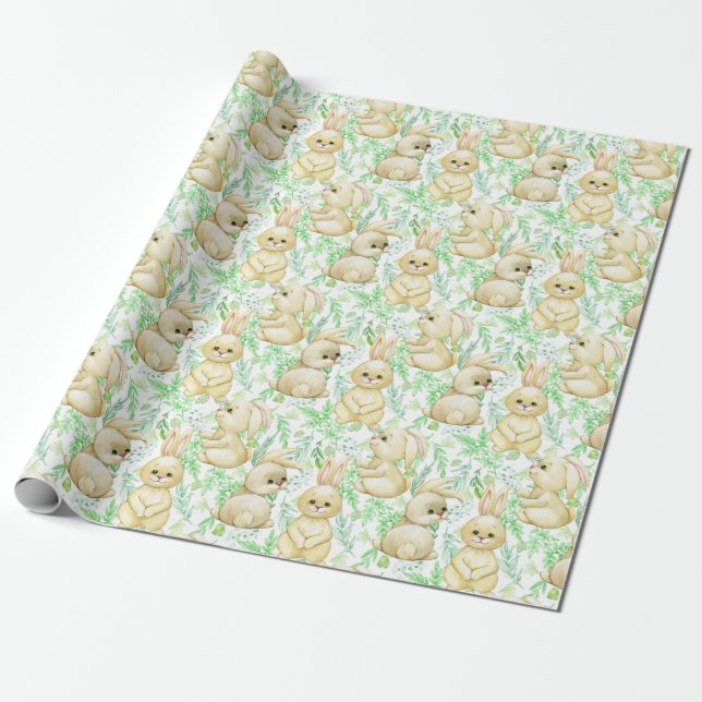 Presente Papel de enrolamento de padrões de coelhos bonitos (Desenrolado)