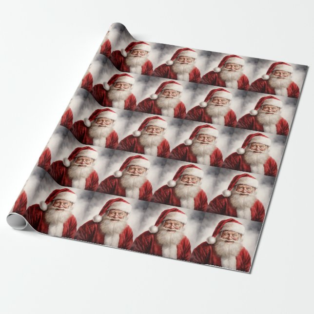 Presente Papel de enrolamento de Papais noeis de Natal (Desenrolado)