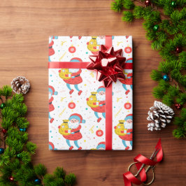 Presente Papel de enrolamento de Papais noeis de Natal Boho