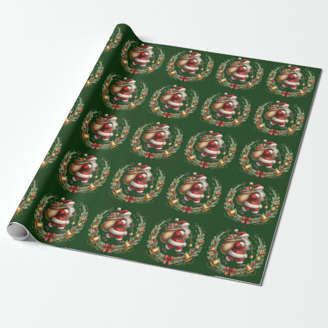 Presente Papel de enrolamento de Papais noeis Vintage (Desenrolado)