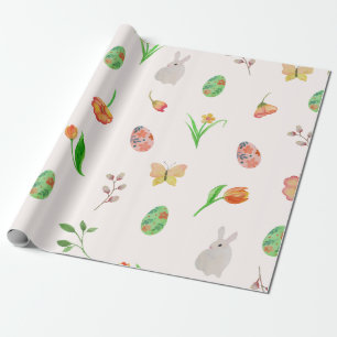 Presente Papel de enrolamento de Páscoa Floral com Aquarela