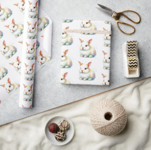 Presente Papel de enrolamento de Páscoas de coelho com aqua