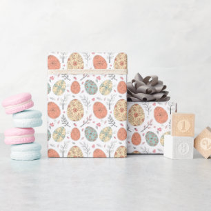 Presente Papel de enrolamento de Páscoas de Pastel - Branco