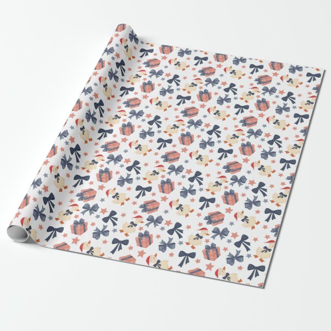 Presente Papel de enrolamento de patos de Natal (Desenrolado)