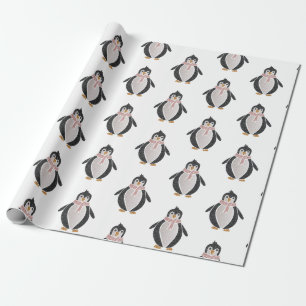 Presente Papel de enrolamento de pinguins com brilho modern