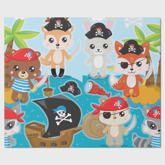Presente Papel de enrolamento de piratas de animais (Barra)