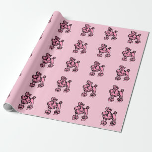 Presente Papel de enrolamento de poodles rosa