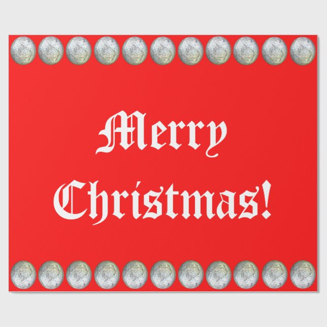 Presente Papel de enrolamento de prata e de Natal vermelho (Aberto)