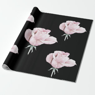 Presente Papel de enrolamento de Rosa de aquarela preto Ele