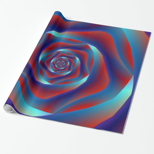 Presente Papel de enrolamento de Rosa espiral vermelho e az (Desenrolado)