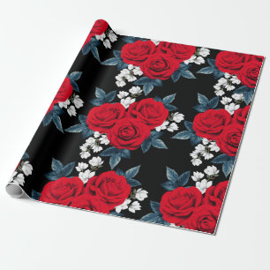 Presente Papel de enrolamento de Rosas vermelhas elegante