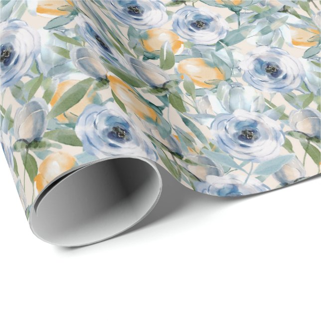 Presente Papel de enrolamento de roscas azuis e amarelas (Ponta do rolo)