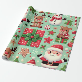 Presente Papel de enrolamento de rudolf e papais noeis