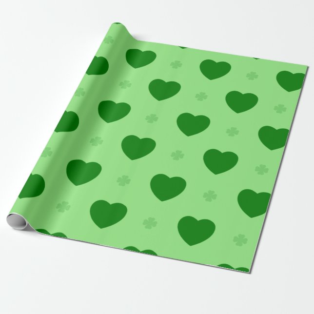 Presente Papel de enrolamento de Shamrock Hearts (Desenrolado)
