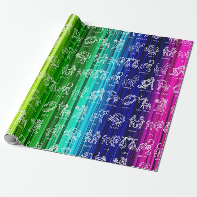 Presente Papel de enrolamento de sinais Zodiac (Arco-íris b (Desenrolado)