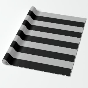Presente Papel de enrolamento de tiras de Cinza e preto mui