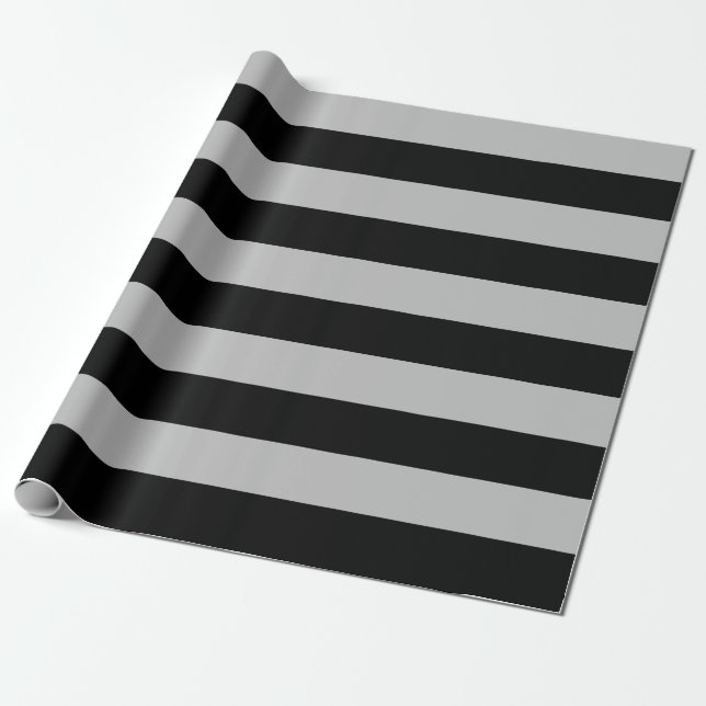Presente Papel de enrolamento de tiras de Cinza e preto mui (Desenrolado)