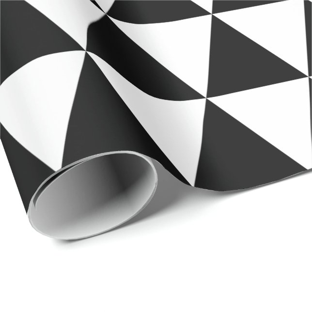Presente Papel de enrolamento de triângulos pretos e branco (Ponta do rolo)