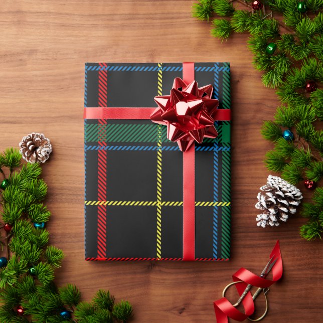 Presente Papel de enrolamento de Xadrez de Buffalo Preto (Presente de Natal)