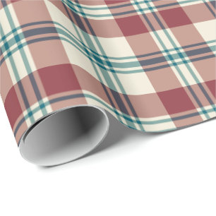 Presente Papel de enrolamento de Xadrezes de bege vermelho