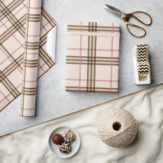 Presente Papel de enrolamento de Xadrezes de Tartan castanh