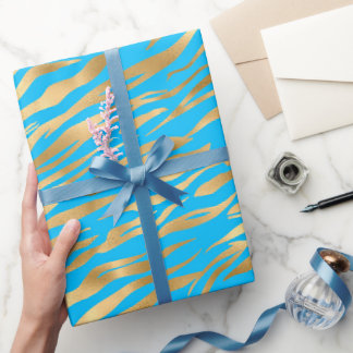 Presente Papel de enrolamento de zebra ouro
