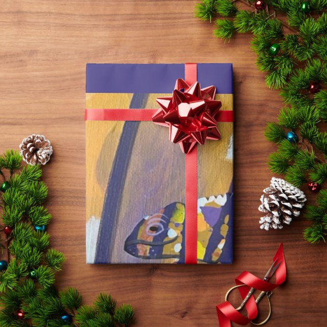 Presente Papel de enrolamento do Camaleão Laranja abstrato  (Presente de Natal)