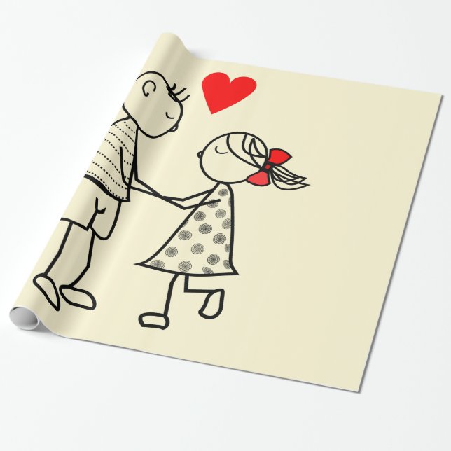Presente Papel de enrolamento do Casal em Cute (Desenrolado)