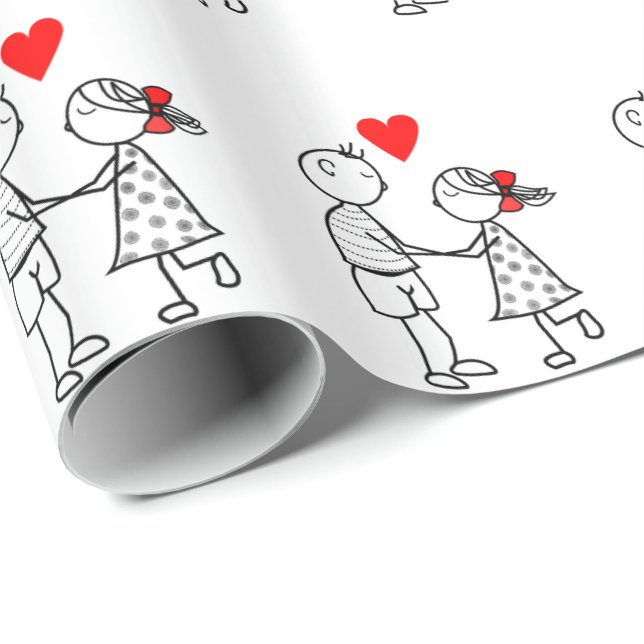 Presente Papel de enrolamento do Casal em Cute (Ponta do rolo)