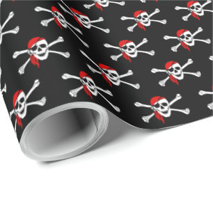 Presente Papel de enrolamento do crânio em pirata preto