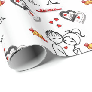 Presente Papel de enrolamento do dia de os namorados