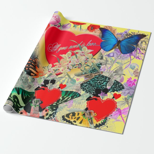 Presente Papel de enrolamento do dia de os namorados (Desenrolado)