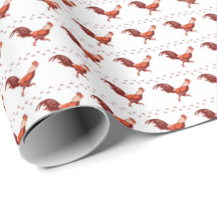 Presente Papel de enrolamento do galo vermelho