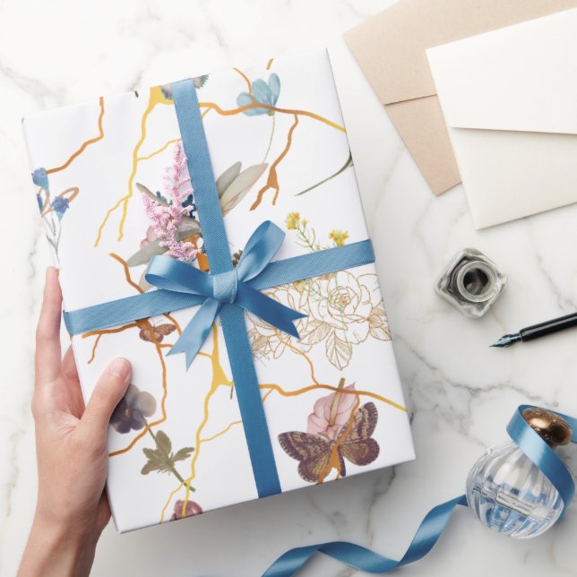 Presente Papel de enrolamento do jardim da borboleta Dourad (Presentear)