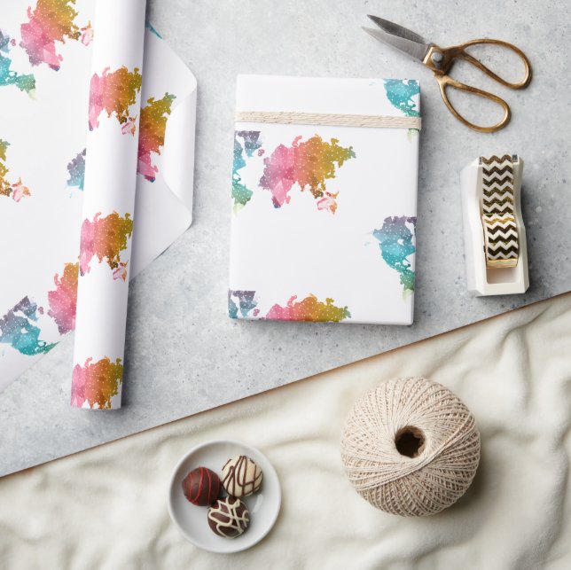 Presente Papel de enrolamento do mapa geométrico mundial co (Artesanato)