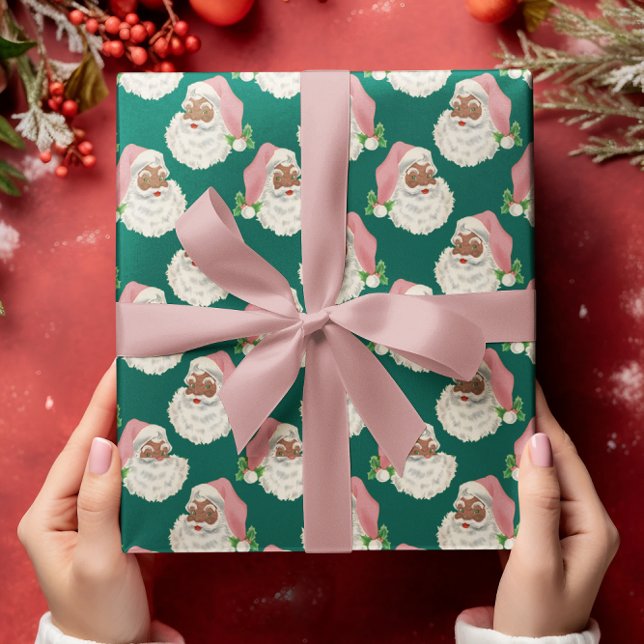 Presente Papel de enrolamento do Natal - Papais noeis preto (Criador carregado)