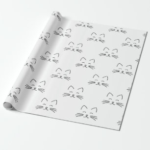 Presente Papel de enrolamento do padrão da face do gato