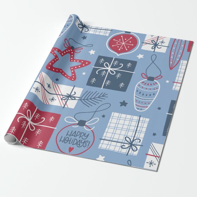 Presente Papel de enrolamento do padrão de decoração de nat (Desenrolado)