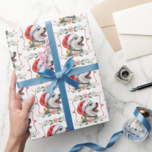 Presente Papel de enrolamento do padrão de natal do cão rou