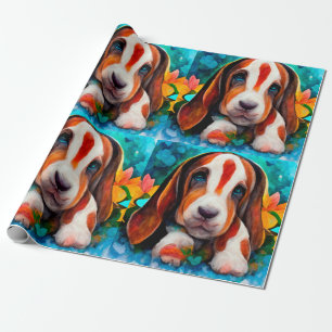 Presente Papel de enrolamento do padrão do cão do cano do c