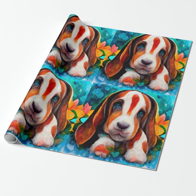 Presente Papel de enrolamento do padrão do cão do cano do c (Desenrolado)