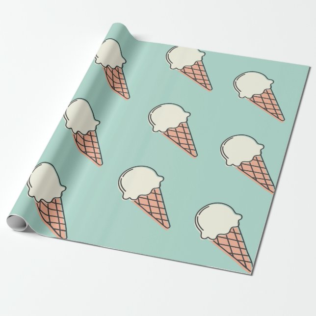 Presente Papel de enrolamento do Sorvete em Cute (Desenrolado)