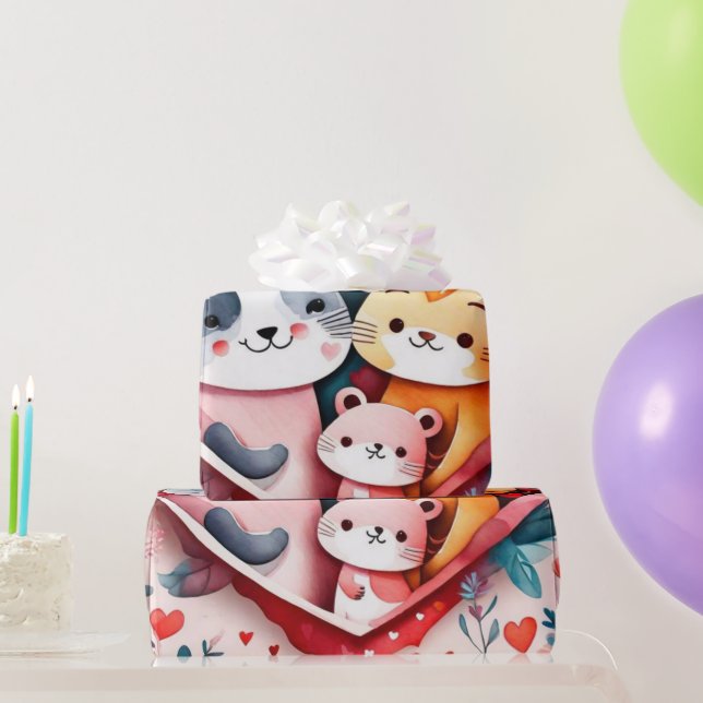 Presente Papel de enrolamento dos corações do dia de os nam (Presentes para festas)