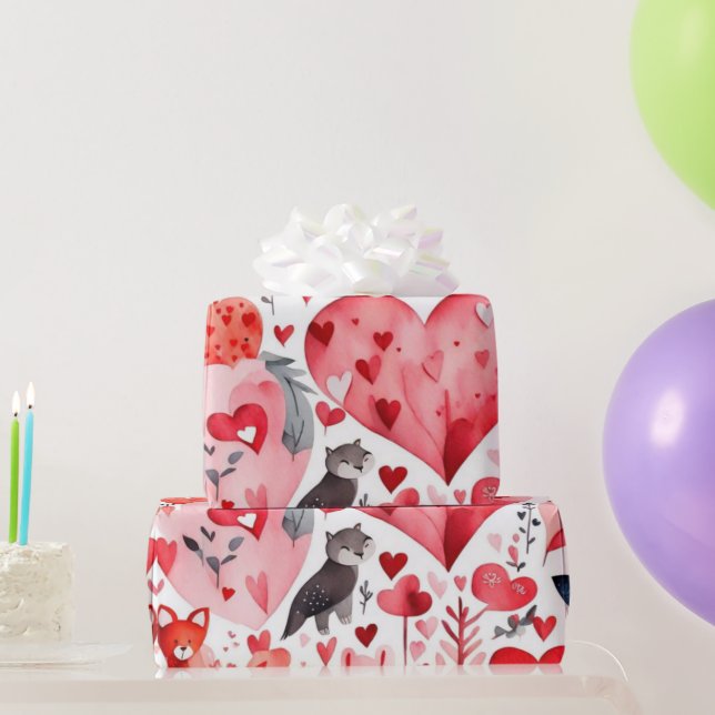 Presente Papel de enrolamento dos corações do dia de os nam (Presentes para festas)