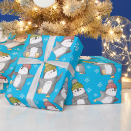 Presente Papel de enrolamento dos pinguins de inverno